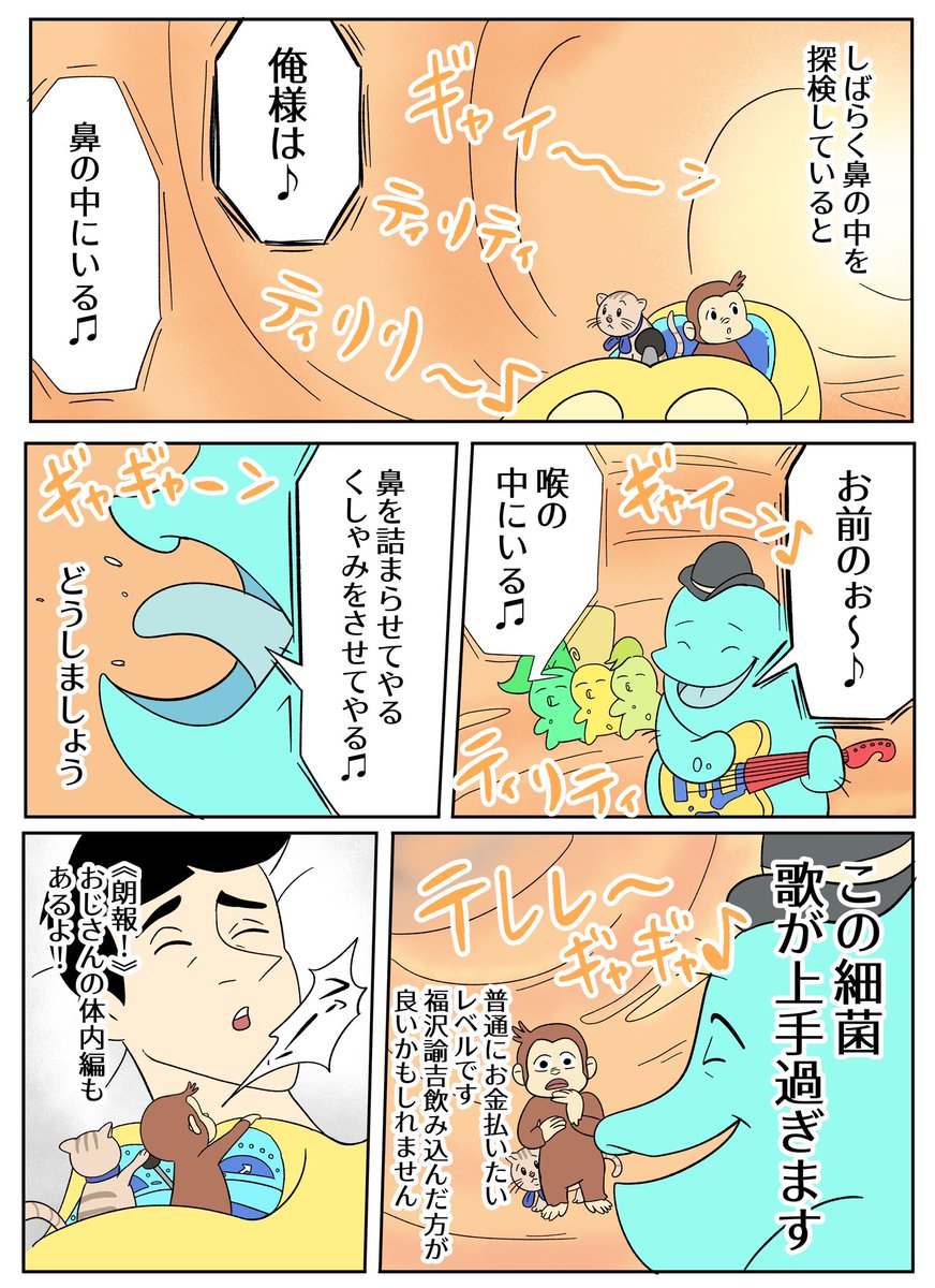 【おさるのジョージあらすじ漫画】ワンダー!体内冒険編!