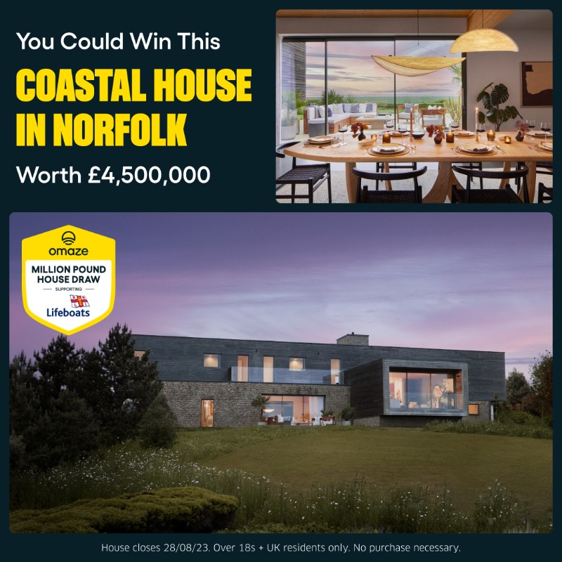 OmazeUK's tweet photo. It's the house that has it all–and you could win it. For your chance, enter the Norfolk House Draw supporting the RNLI🛟