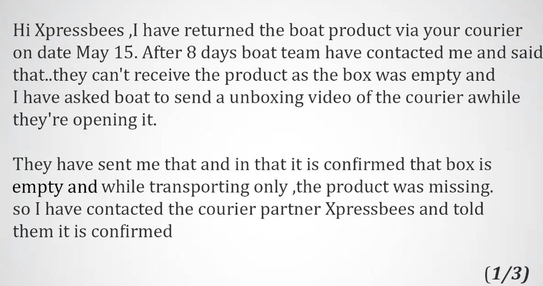 Gokulkarbonn's tweet photo. Hi @amangupta0303 @RockWithboAt @XpressBees_IN Read the Image!
 I had the worst experience with the boat and xpressbess 60 days will be completed I still have not gotten a proper response..

Xpressbess AWB: 285121552743457
Boat ticket number: 33090589 https://t.co/cLk72qzALF