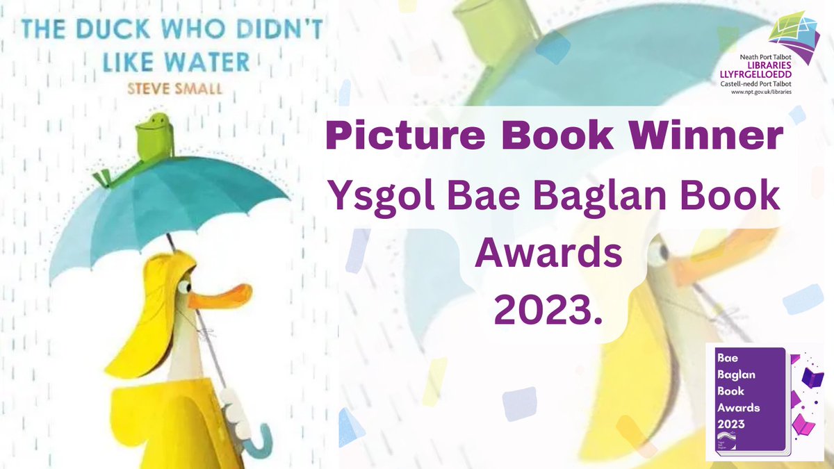 A little later than planned, but we're delighted to announce The Duck that Didn't Like Water by Steve Small as the winner of the picture book award, chosen by the children from Nursery to Year 4. Congratulations, Steve!