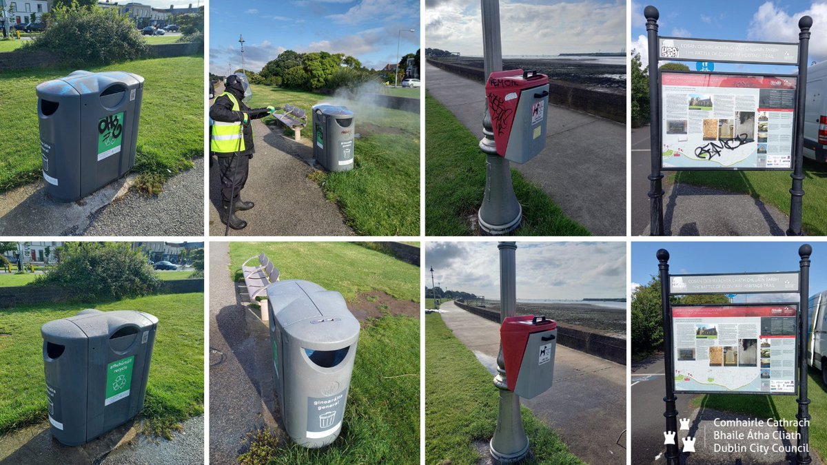 #Graffiti removal carried out this morning at Clontarf, operated by our #wastemanagement graffiti removal team. Super job as always, thanks Ray & Scott. @DubCityCouncil #YourCouncil #KeepDublinBeautiful