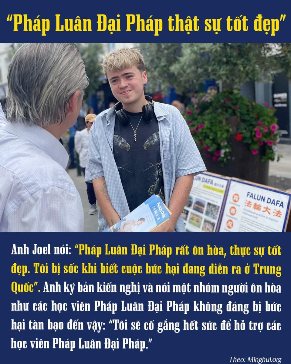 Manypeople456's tweet photo. 🌸“Pháp Luân Đại Pháp thật sự tốt đẹp”

Anh Joel đến từ Vương quốc Anh đang theo học tại Ireland. Anh cho hay…
Link bài viết đầy đủ: https://t.co/iB4RC67ccK https://t.co/k0W8eZJofg