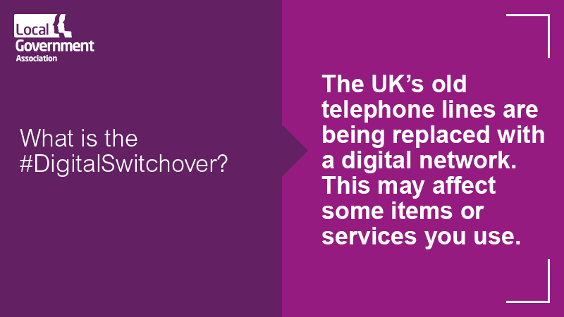 ❗Old tel. lines are being replaced with a digital network, affecting anything that sends a signal through the old line like personal alarm buttons &amp; old style landlines. Check if the  #DigitalSwitchover will affect you, or someone you know ➡ gov.uk/guidance/uk-tr…