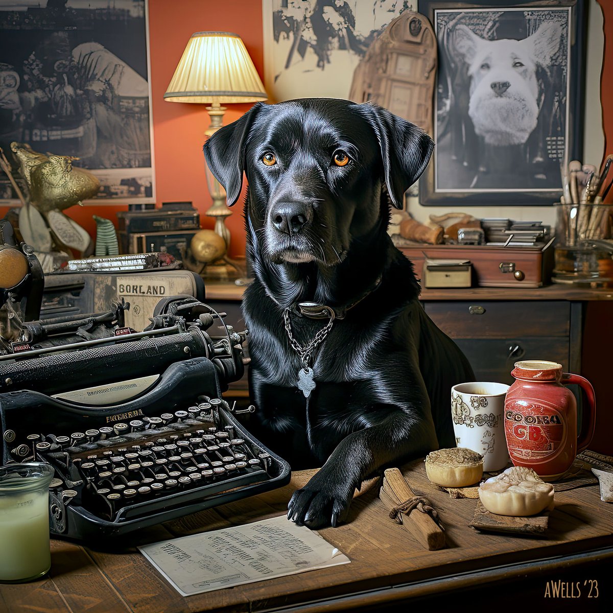 beachtv's tweet photo. Stepping into the day with the weight of a heavyweight bout.#CoffeeWithWalter 07.19.2023 #Walter #WheresWalter #WalterTheDog #WaltersWorld #LabZilla #MidJourney #MidJourneyArt #MidJourneyAI #MidJourneyAiArt #JavaDog #AiArt #CoffeeDog #CoffeeWithDogs #DogsDontDoDecaf https://t.co/nmdOkDafpm
