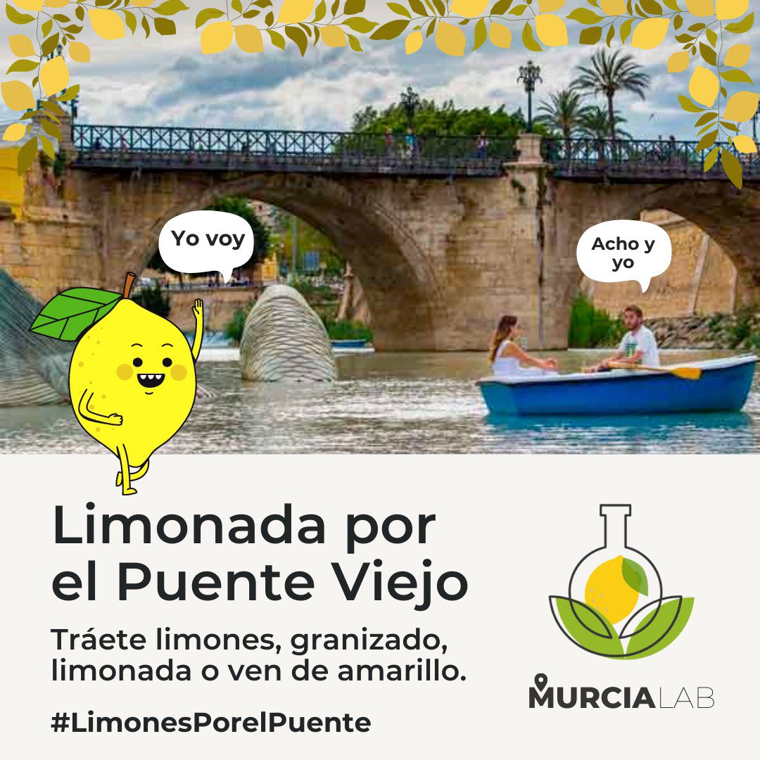 murcia_lab's tweet photo. 📅 Mañana
⌚️ 20:30
📍Puente viejo

🍋🍋🍋🍋🍋🍋🍋🍋 https://t.co/uKyE6J4e44