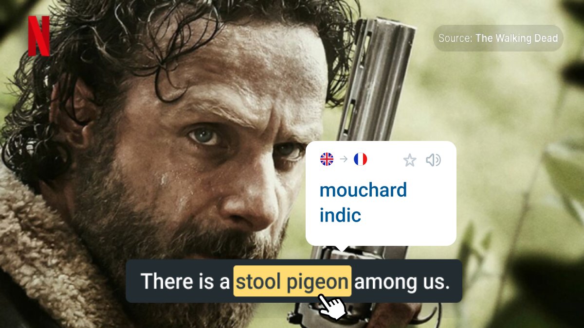Plus besoin d'interrompre un film pour traduire des mots inconnus !🎞️
➡️Traduisez les sous-titres sur #Netflix avec l'extension Reverso gratuite : bit.ly/3JOWTrr

#TheWalkingDead