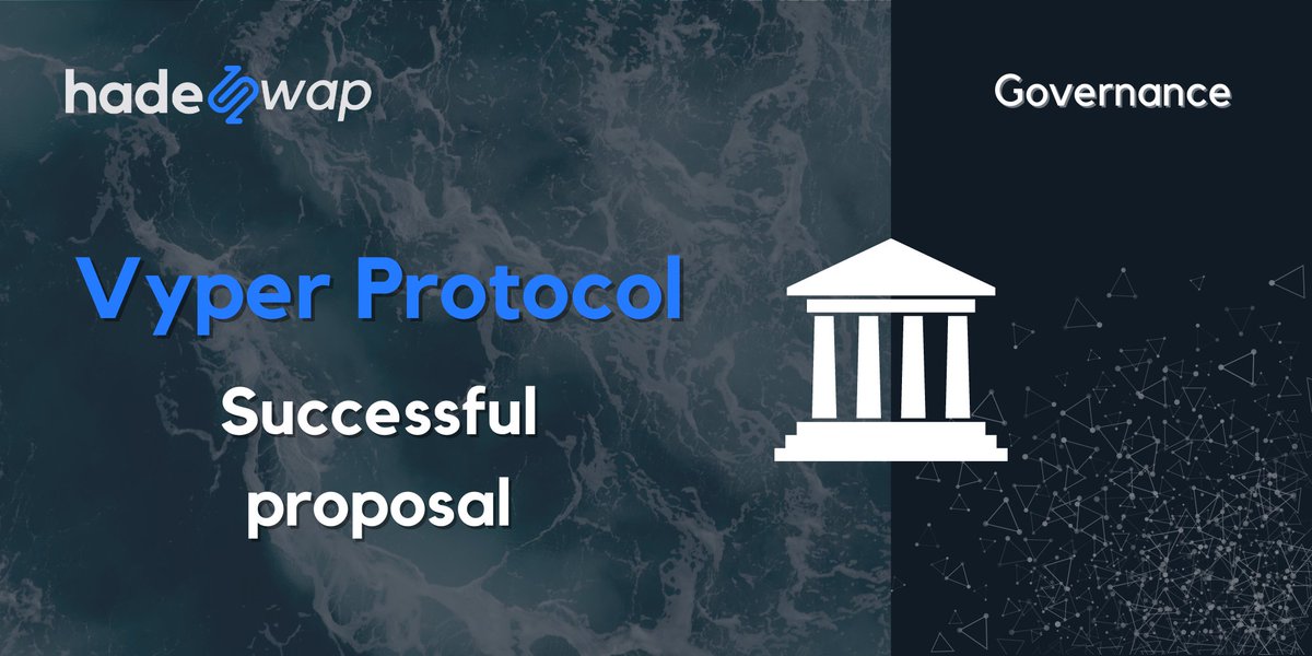 🏦 We're happy to support @VyperProtocol! Their proposal has successfully passed and we're happy to be supporting builders of the ecosystem 🌊💙 100K $HADES have been successfully sent to their team! governance.hadeswap.com/dao/AVHYrd8num…