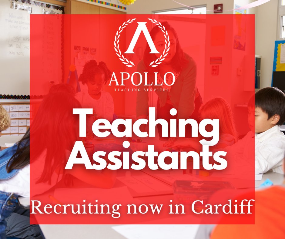 CardiffApollo's tweet photo. We are currently looking for Teaching Assistants to work in a range of schools in Cardiff.

Please contact us!

Tel: 02921 111404
Email: tom@apolloteaching.com https://t.co/DJQbuZUDnX