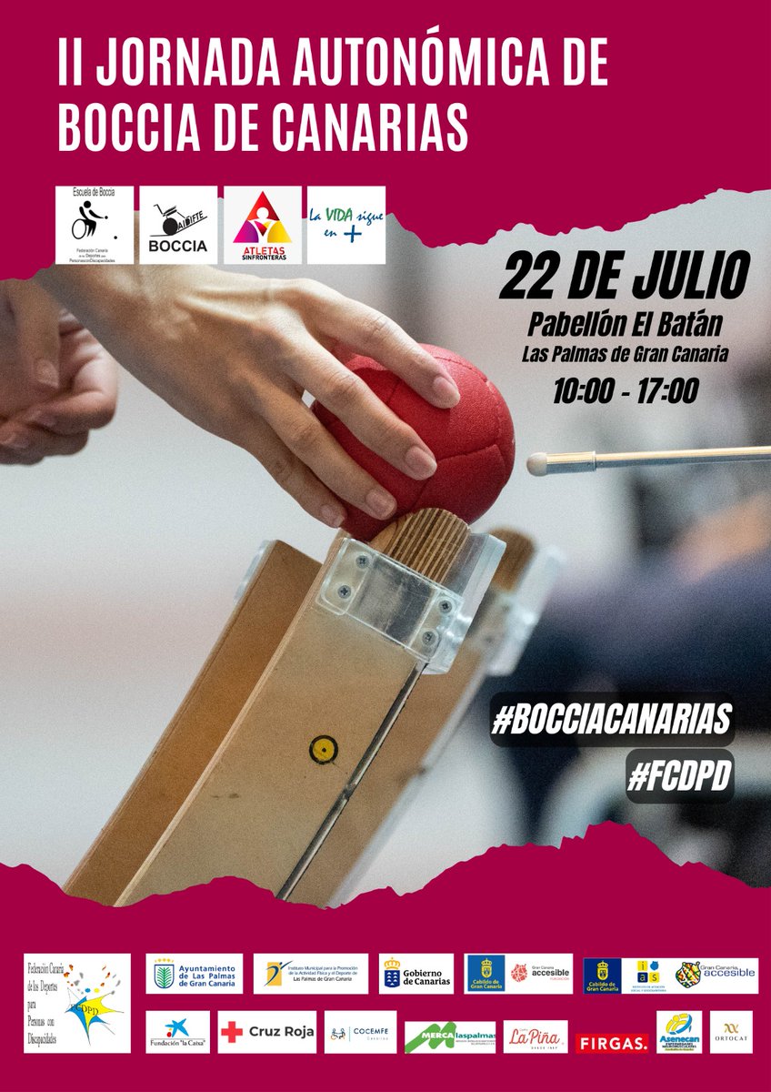 Con la colaboración de <a href="/COCEMFECanarias/">COCEMFE Canarias</a>
<a href="/CocemfeLP/">COCEMFE Las Palmas</a>
<a href="/mercalaspalmas/">Mercalaspalmas</a>
<a href="/gofiolapina/">Gofio La Piña</a>
<a href="/asenecan/">Asenecan - Enfermedades Neuromusculares - Canarias</a>
<a href="/CruzRojaLP/">Cruz Roja Las Palmas</a>
<a href="/GranCanariaSoc/">Gran Canaria Social</a>
#AguaDeFirgas
#OrtopediaCATLasPalmas
<a href="/FundacionPMR/">Fundación Gran Canaria Accesible</a> 
<a href="/grancaaccesible/">GC_Accesible</a> 
#BocciaCanarias #Boccia #FCDPD