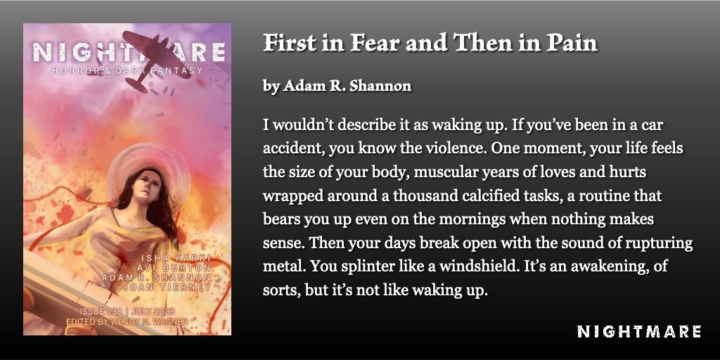 New Fiction at NIGHTMARE: “First in Fear and Then in Pain” by Adam R. Shannon (@AdamRShannon). nightmare-magazine.com/fiction/first-…