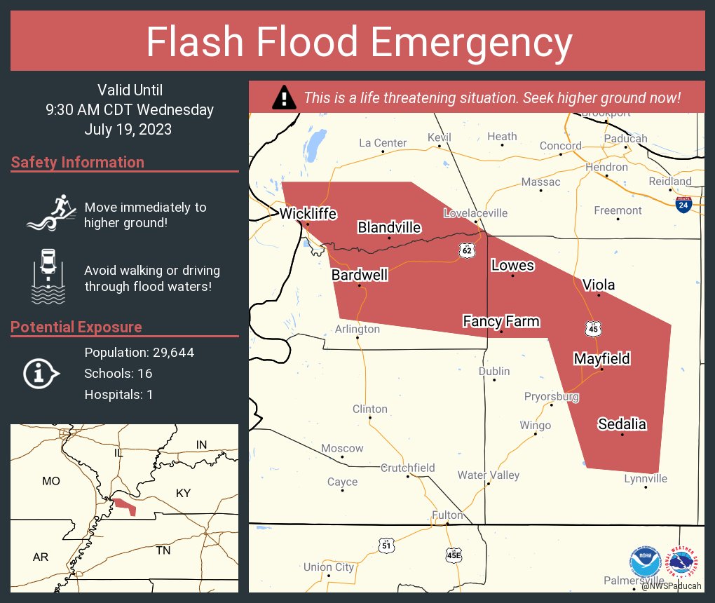NWS Paducah, KY on Twitter "Flash Flood Emergency continues for