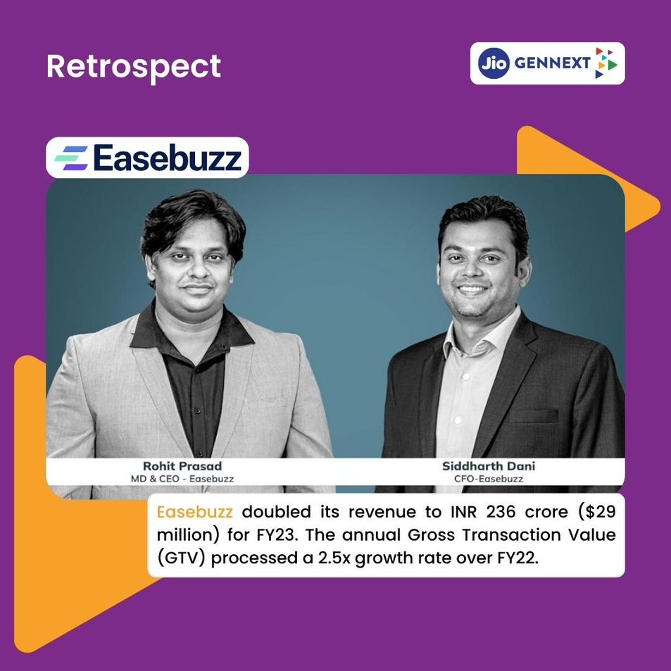 JioGenNext's tweet photo. We are proud of our long-term association with #Easebuzz as both our startup alum and a #JioGenNext partner. Here’s to wishing Rohit Prasad, Siddharth Dani, and the rest of the team at @Easebuzz, the best of luck for the future!
#MarketAccessProgram https://t.co/72IAbLeBA7