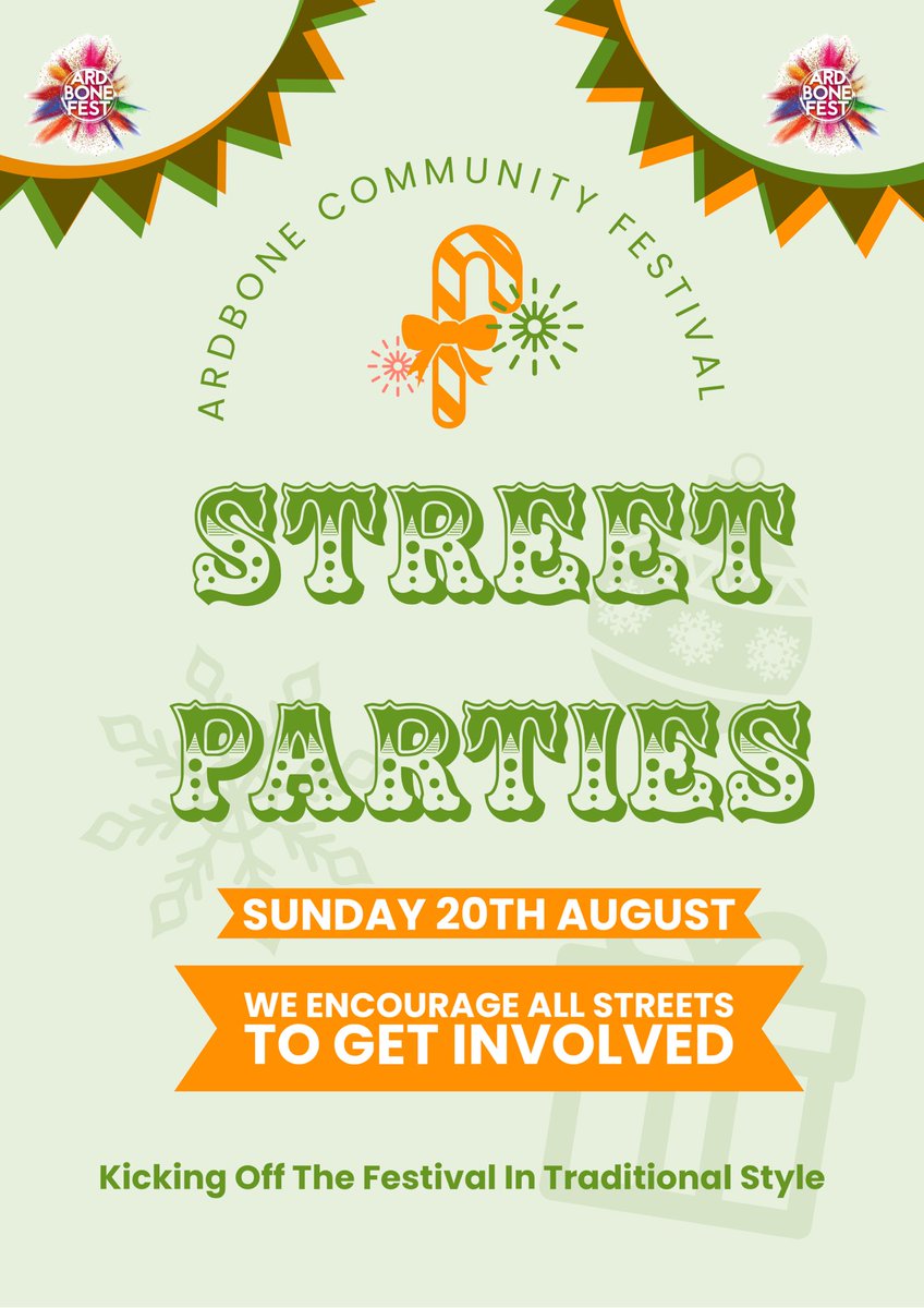 Festival Street Parties are taking place on Sunday 20th August. Lots of streets are taking part again this year. Last year was a great success with the hard work and dedication from local residents. 

Lets make it the same again this year.

#ArdBone #Festival 😄