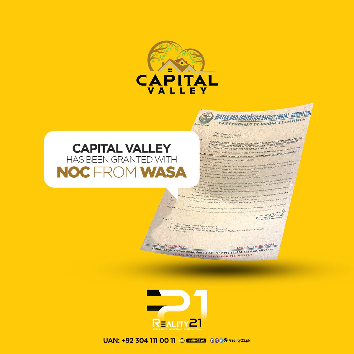 Reality21pk's tweet image. Capital Valley Islamabad Granted NOC from WASA | Reality21.pk

📞 UAN +923041110011
🌐 reality21.pk
#Reality21 #capitalvalley #Islamabad #CapitalValleyIslamabad #NOCfromWASA #RealEstateInIslamabad
#NewHousingSocietyInIslamabad #IdealLocation #LushGreenAreas