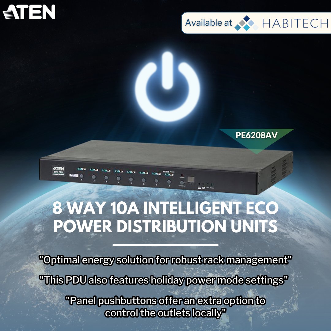Aten_UK's tweet image. Intelligent Power Distribution
ATEN PE6208AV 8 WAY 10A PDUs

Get your Free C4 driver when you purchase via Habitech

Quotes &amp;amp; Product Details: habitech.co.uk/Aten-8-way-met…

ATEN UK: aten.com/gb/en/
Enquiries: sales@aten.co.uk

#ATEN #PDU #Habitech