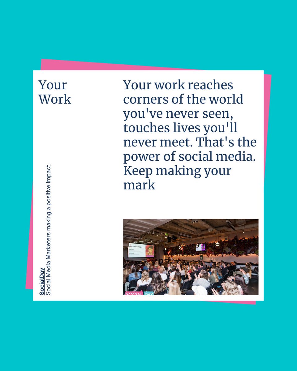 Social Media Marketers, something to ponder: Your work reaches corners of the world you've never seen, and touches lives you'll never meet. That's the power of social media. Keep making your mark. We see you! #SocialImpact #SocialMediaMarketing #marketer #SMM