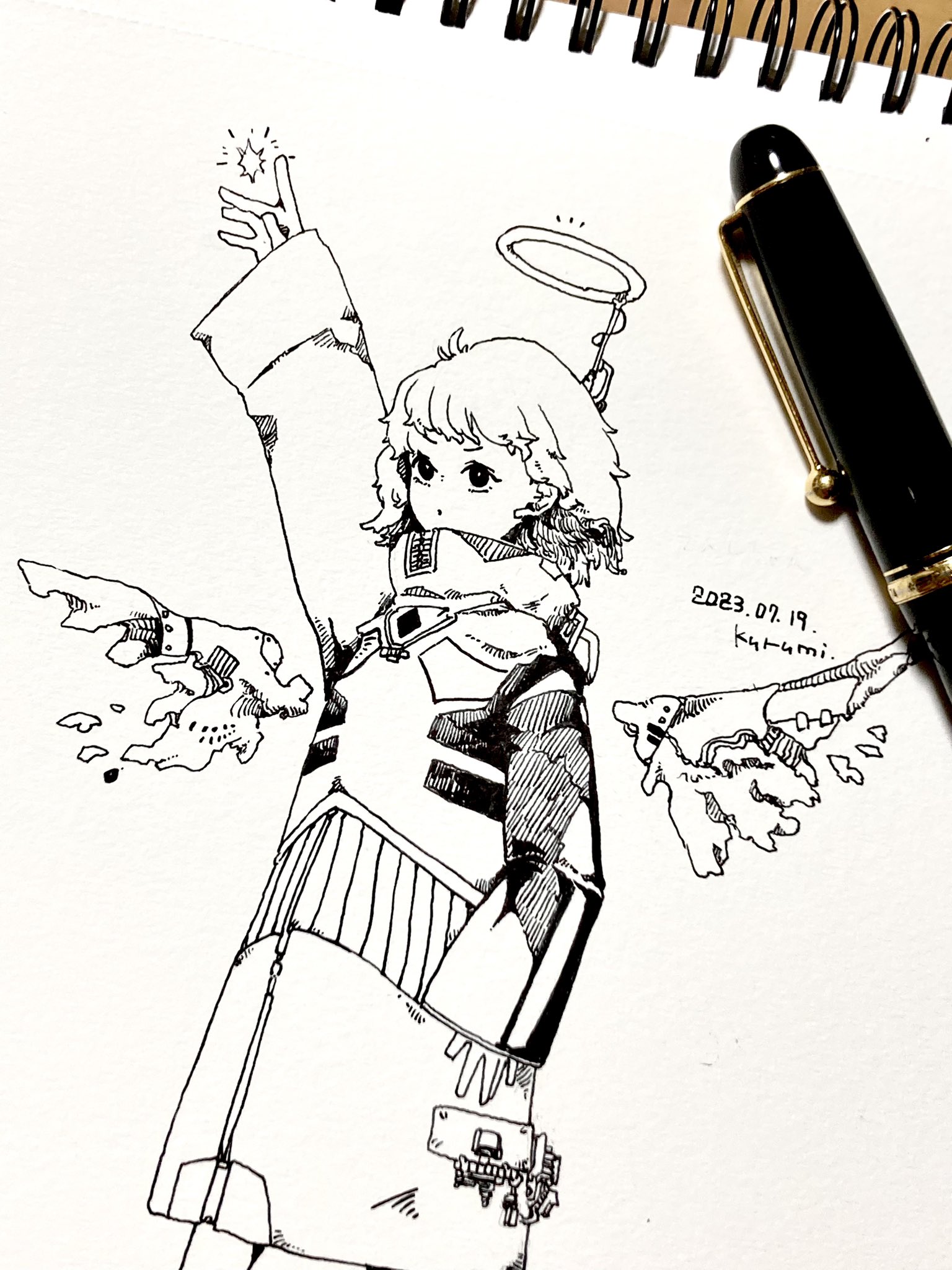 アナログイラスト 手描き ペン画「天使」 胡桃☀︎ペン画 on X: