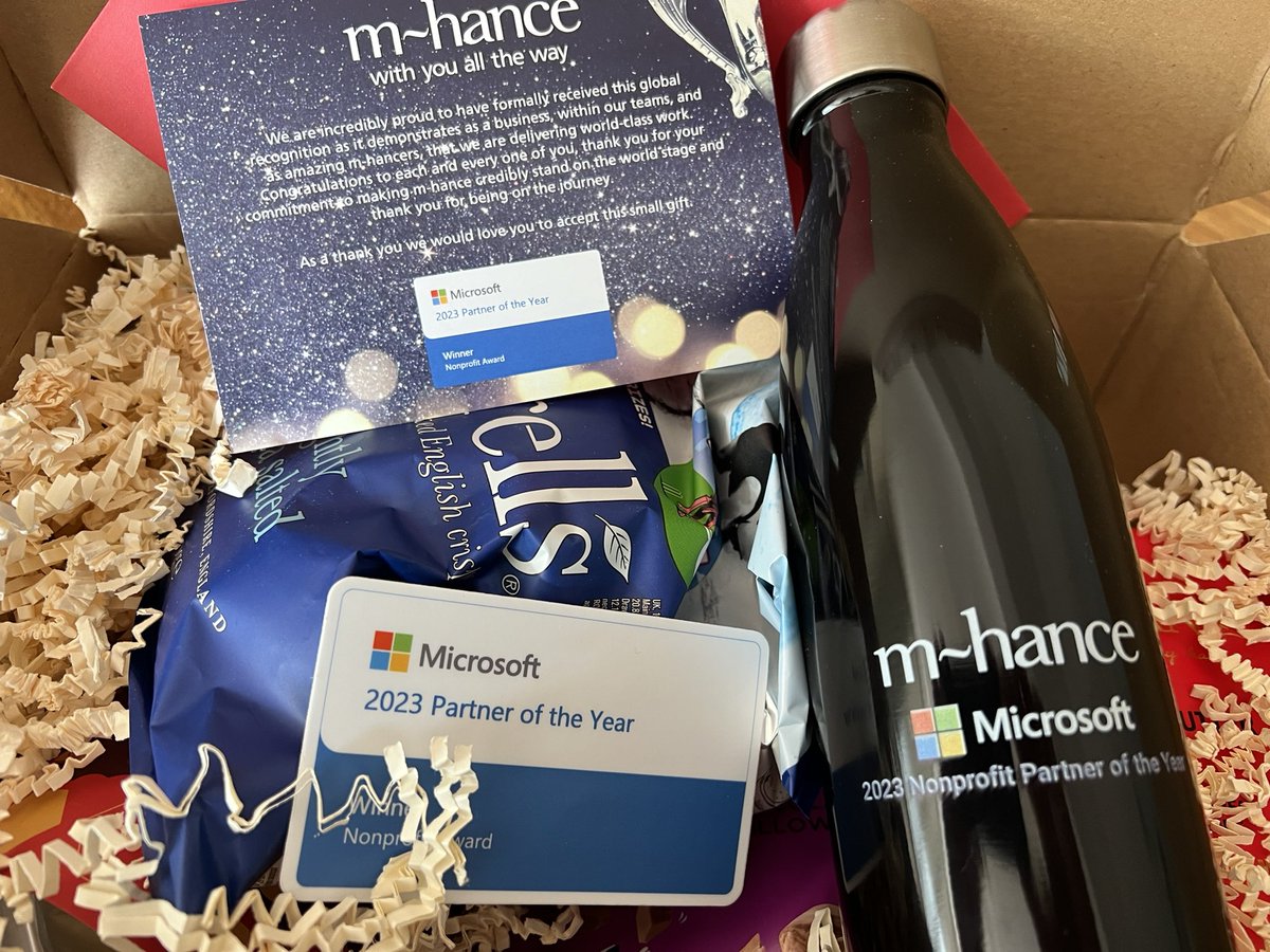 gloverjp's tweet image. Only posting on twitter in case anyone is still left on the platform 😂 Wow a goody box to celebrate our Microsoft nonprofit partner of the year award status 😍 #dynamics365 #mc4n