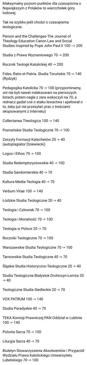 AwDitrich's tweet photo. Polska staje się krajem w którym nauka schodzi na drugie miejsce. Teraz liczy się teologia.

Czy na pewno do rozwoju potrzeba nam akurat teologów?

Skandaliczne zmiany w punktacji. https://t.co/kKkqRCCzT1