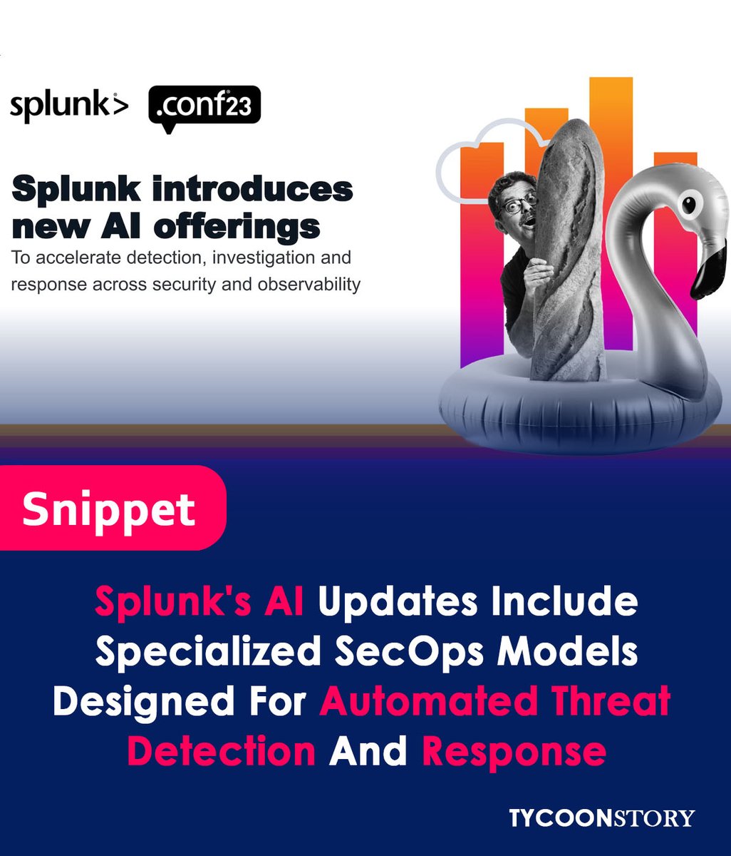 TycoonStoryCo's tweet photo. Splunk AI updates included specialized models for SecOps that detect and automatically respond to common issues

#SplunkAI #aiassistant #secops #devops #ITServiceIntelligence #Security #ThreatAnalysis #UserInterfaces #ThreatIntelligence #OpenAI #DevSecOps #Observability @splunk https://t.co/ds2C6D9SUc