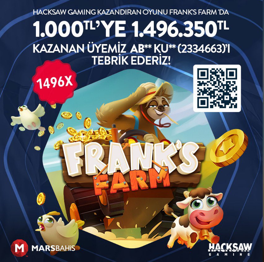 Marsbahis tüm hızıyla kazandırmaya devam ediyor. 1000 TRY ile 1.496.350 TRY kazanç sağlayan kullanıcımızı tebrik ederiz. 👉Marsbahis’e her zaman #marsbahis twitter hesabımızdan yapabilirsiniz.