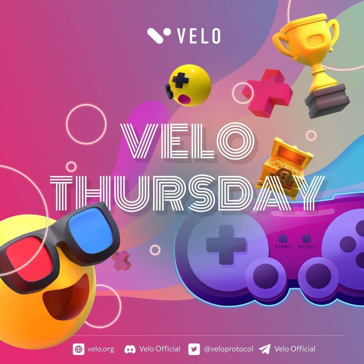 🚀 See you in #VeloThursday! 📝 Test your knowledge of the general crypto space &amp; Velo ecosystem with 20 fun multiple-choice questions.

💰 Top 5 participants get 3000 $VELO each!
⏰ July 20, 11 am UTC 
📍 t.me/veloupdates/188

#TheFutureIsVelo #VELO #VeloLabs #web3plus