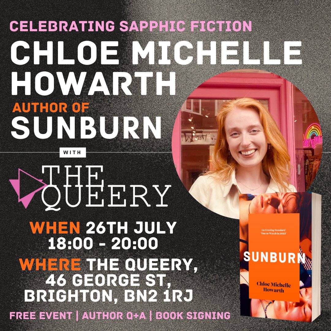 Join us for an evening celebrating sapphic fiction with @ChloeMHowarth at @TheQueeryBTN for an author Q&A and book signing of one of PinkNews' 'Most Anticipated Sapphic Books of 2023' - SUNBURN Get your FREE ticket via the link in bio 👆 #sapphicbooks #sunburnnovel