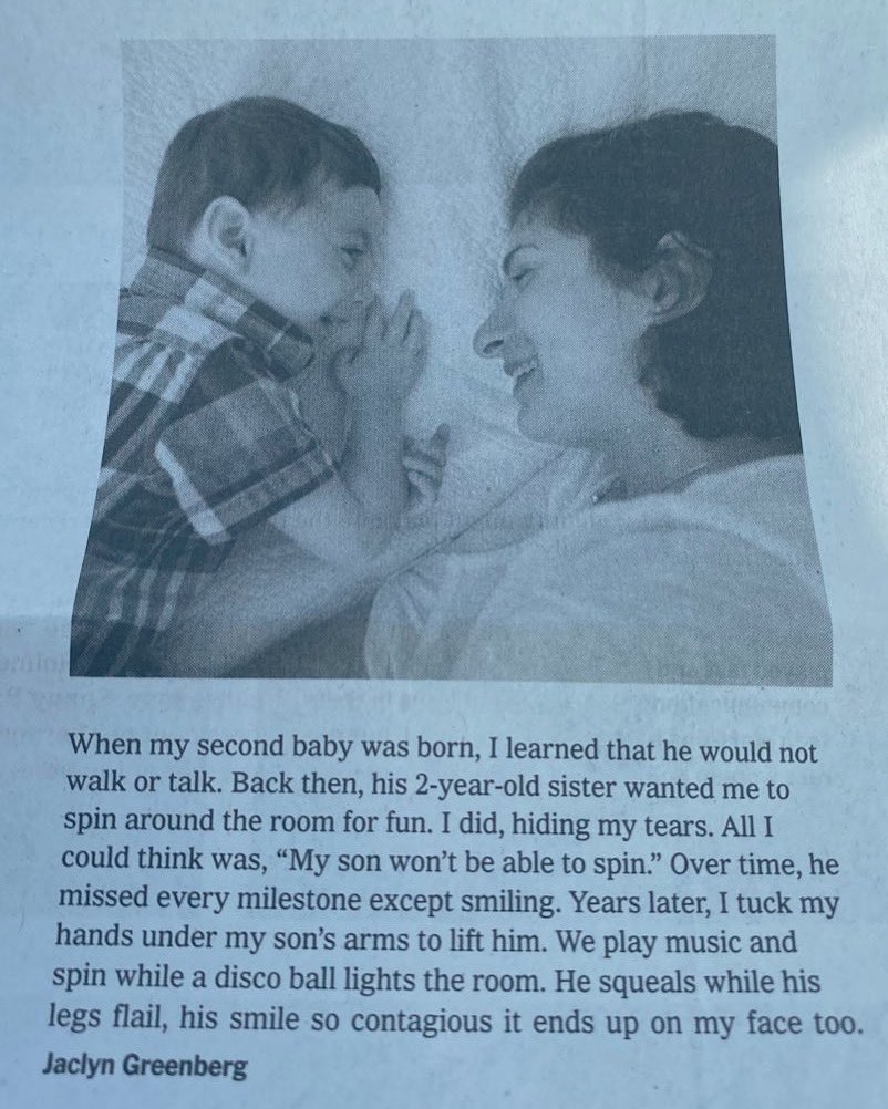 jl_greenberg's tweet image. My recent New York Times article has me reflecting on the first time I was published there. This Tiny Love Story will always be one of my favorites. His smile is the BEST!
#tinylovestory #printedition #parentlove #smile Thanks again @yayamilee!