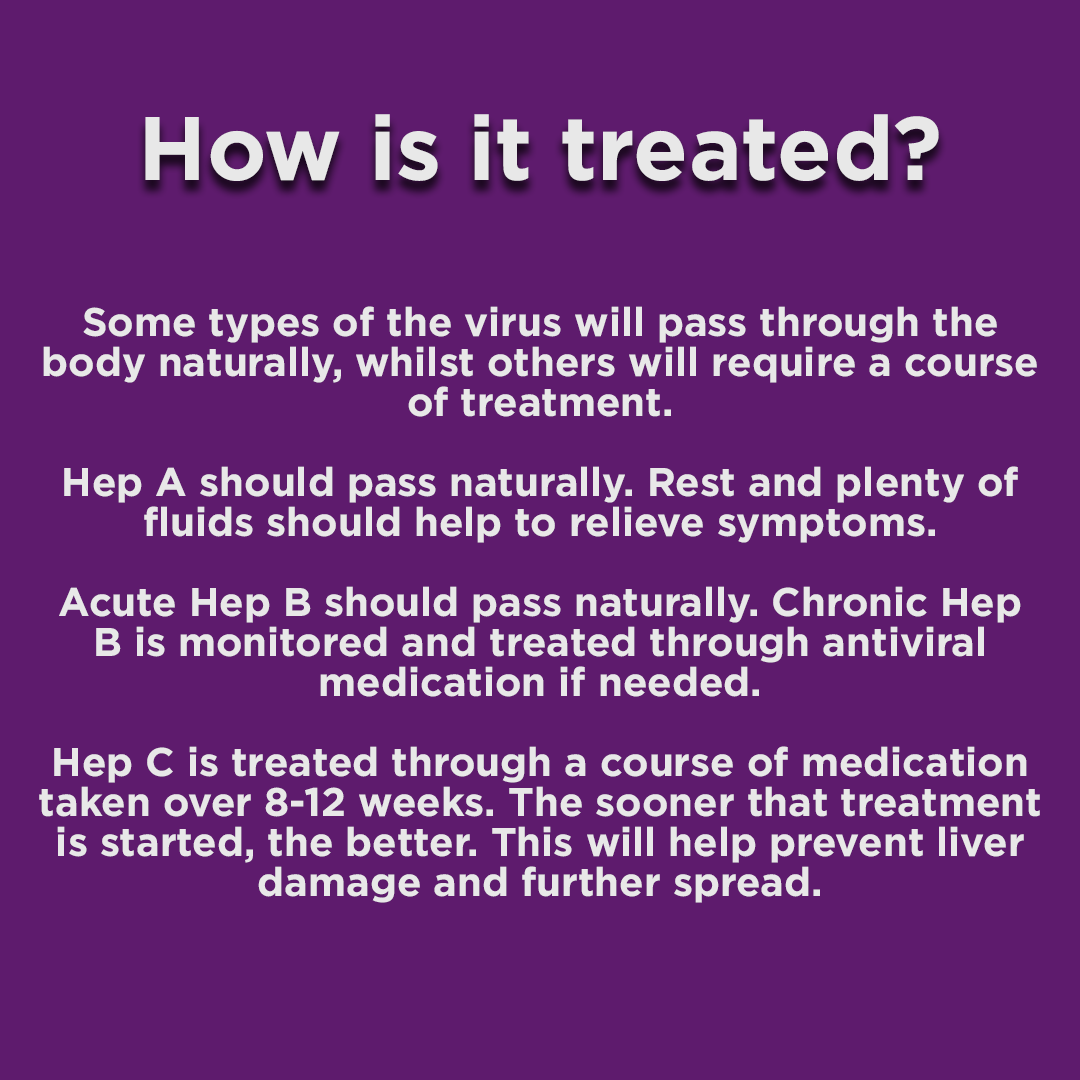 WirralWays_CGL's tweet photo. ๐ How is it treated? ๐
Some types of the virus will pass through the body naturally, whilst others will require a course of treatment.
#GetTested #GetTreated #GetCured #WorldHepatitusDay #Hepatitis #HepB #HepC #Wirral #Awareness https://t.co/WGQGjizi47