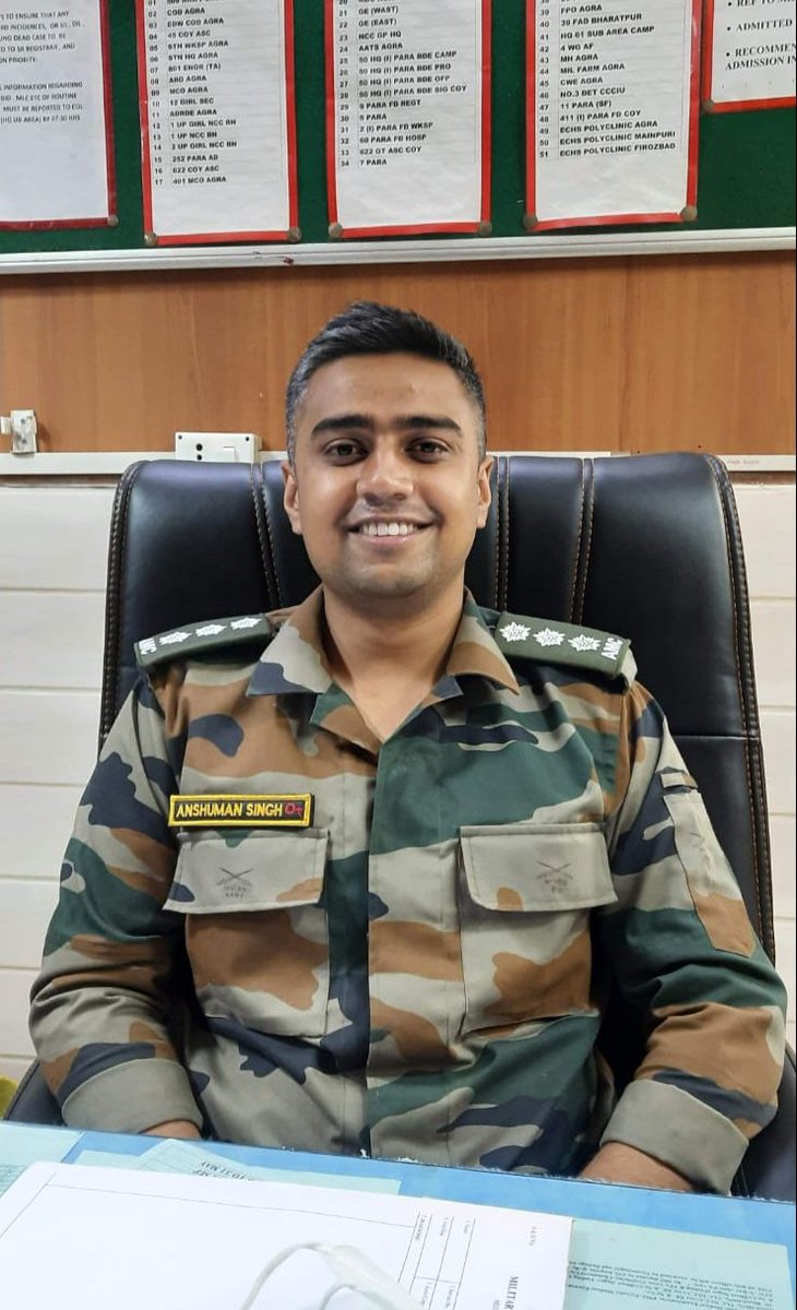 Anubakshi8's tweet photo. Son of Veteran SUBEDAR
Married in February 
Alumni of AFMC

Captain Anshuman Singh ,AMC saved his jawans but made SARVOCH BALIDAN in Siachin today
  
Travel well Warrior..

#amarbalidani https://t.co/55TDyLoV78