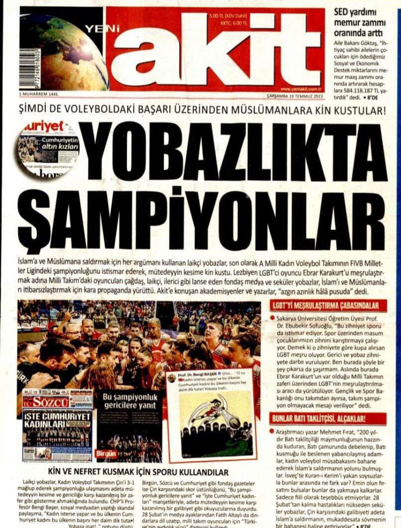 Buna artık dur demeleri lazım, tepki verilmesi lazım! Hiç kimse kızlarımıza bunu yapamaz. Şampiyon olmuşuz gurur duyulacağına böyle şeylerle uğraşıyoruz. Etimle kemiğimle nefret ettim!