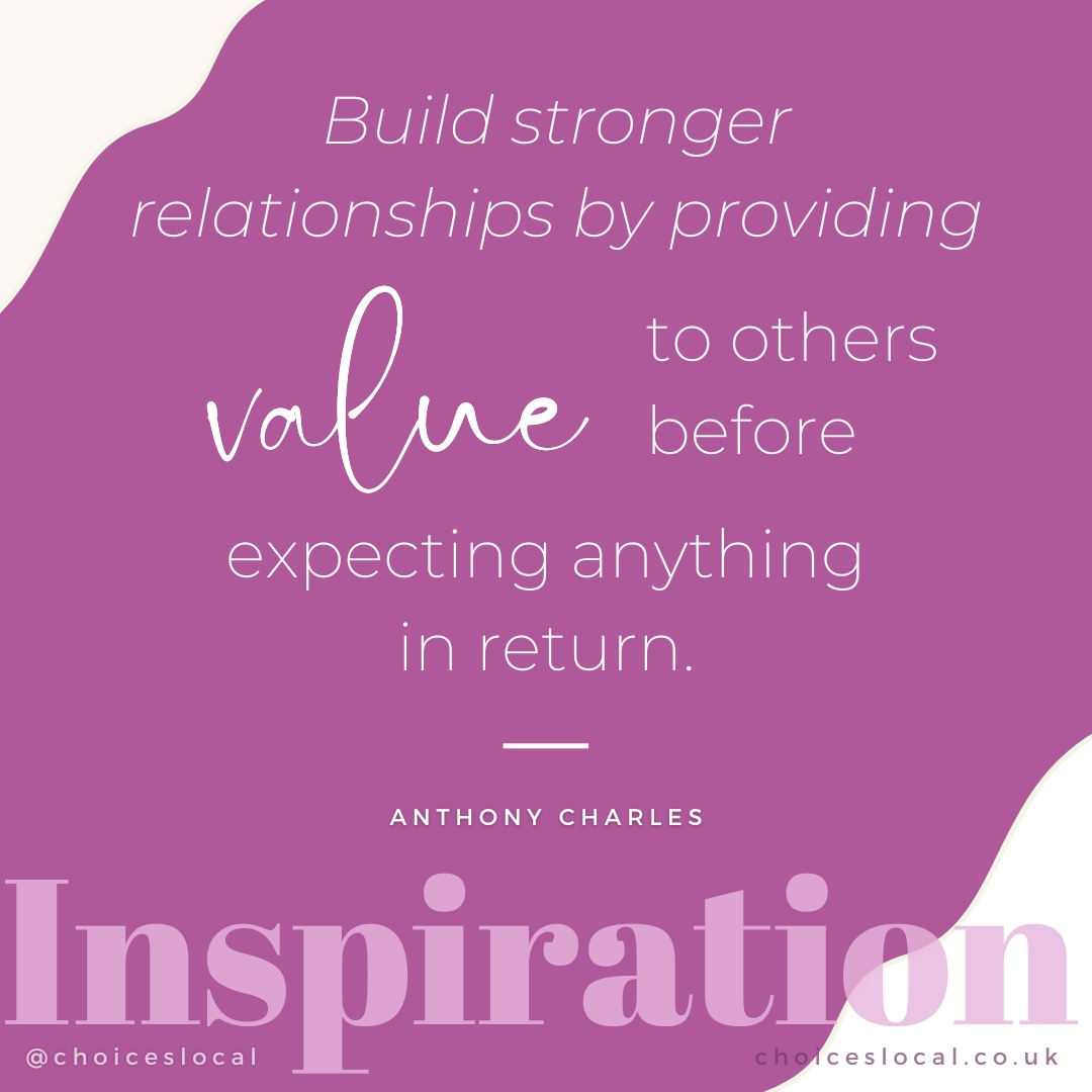 This week’s article provides great tips on this - bit.ly/3XWaR0n.

#humpwednesday #inspirationalquotes #value #partnerships #choiceslocal #choicesmagazine #smallbusiness #employeepreneur #entrepreneur #smallbusinessinspiration #haringeybusiness #anthonycharles