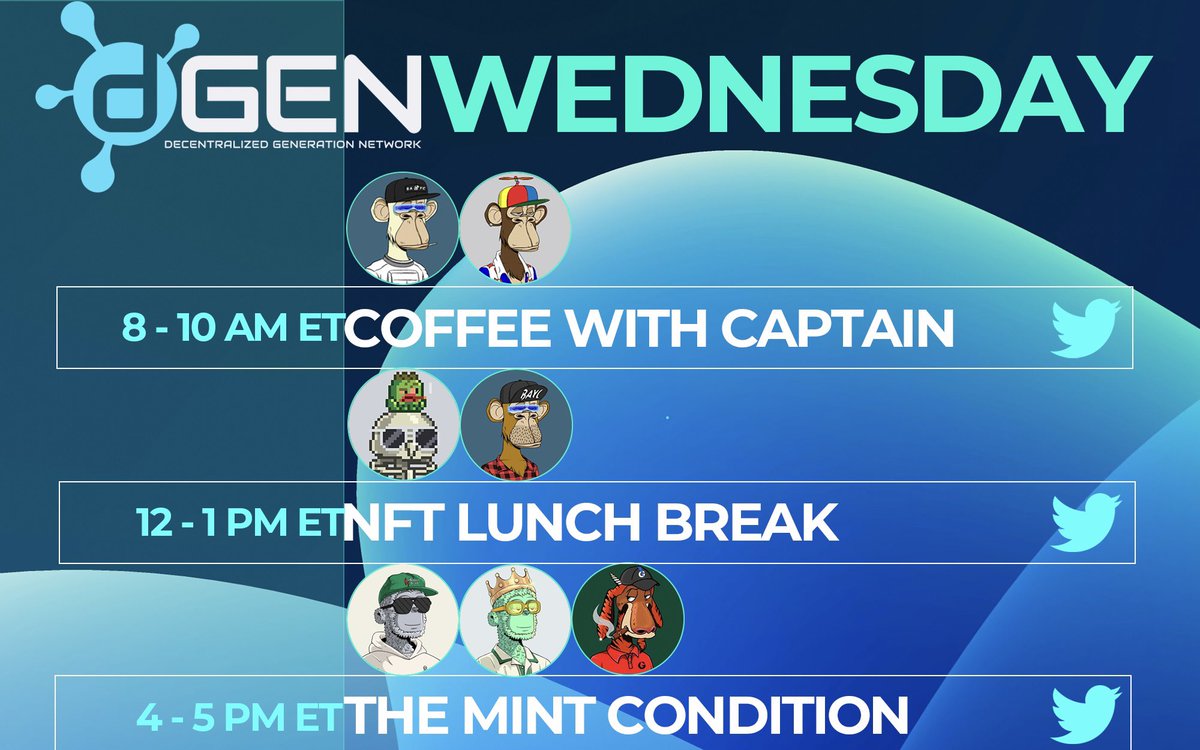 coffeewithcap_'s tweet photo. Show Schedule

Wednesday July 19th

All twitter spaces links in the 🧵👇 https://t.co/4PcZy8WtXr