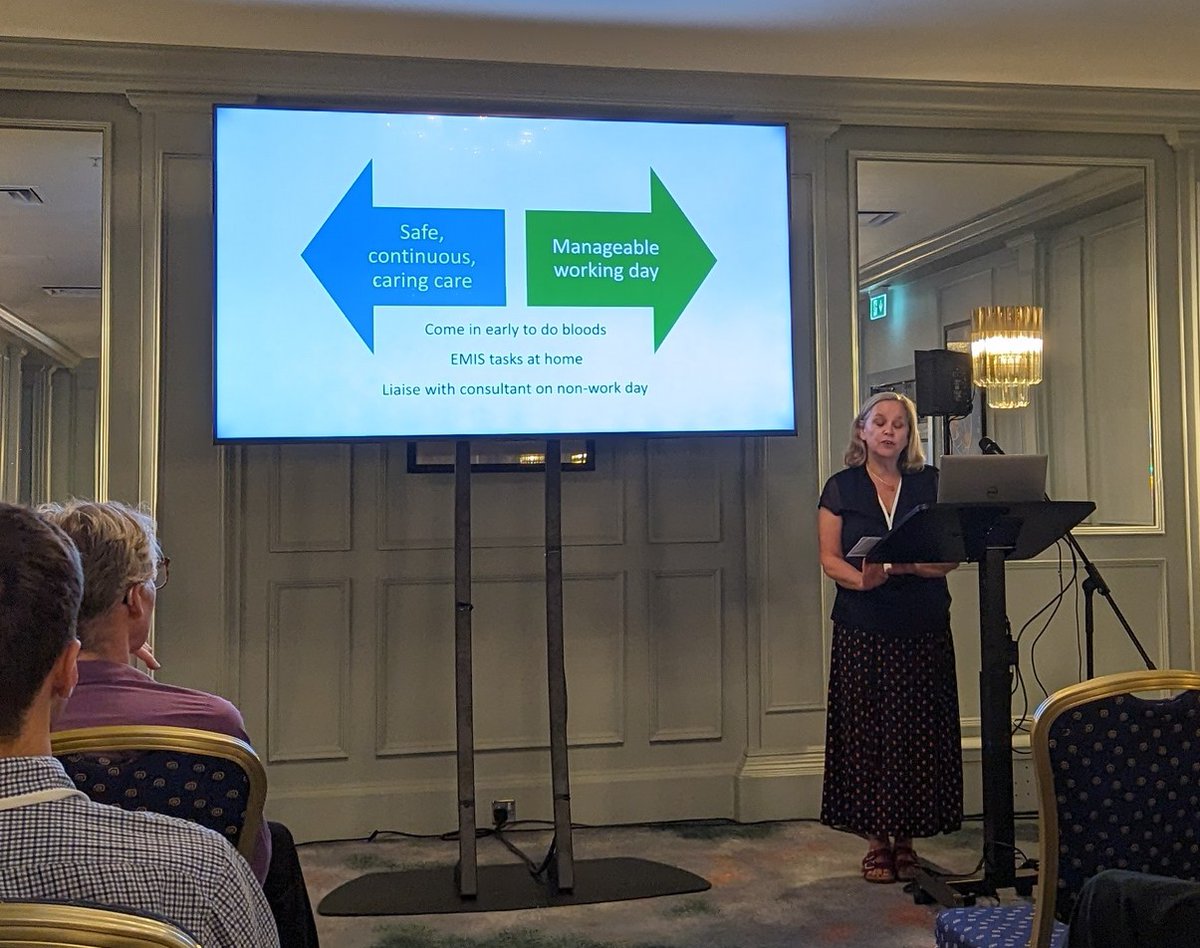 The ever present dichotomy of general practice. @rachel_barnard_'s insightful ethnographic exploration of the cost of saying no (and of saying yes)! Though triggering truths about hidden work and its impact on our self-beliefs and perceptions of efficiency. #SAPCASM #SAPC2023