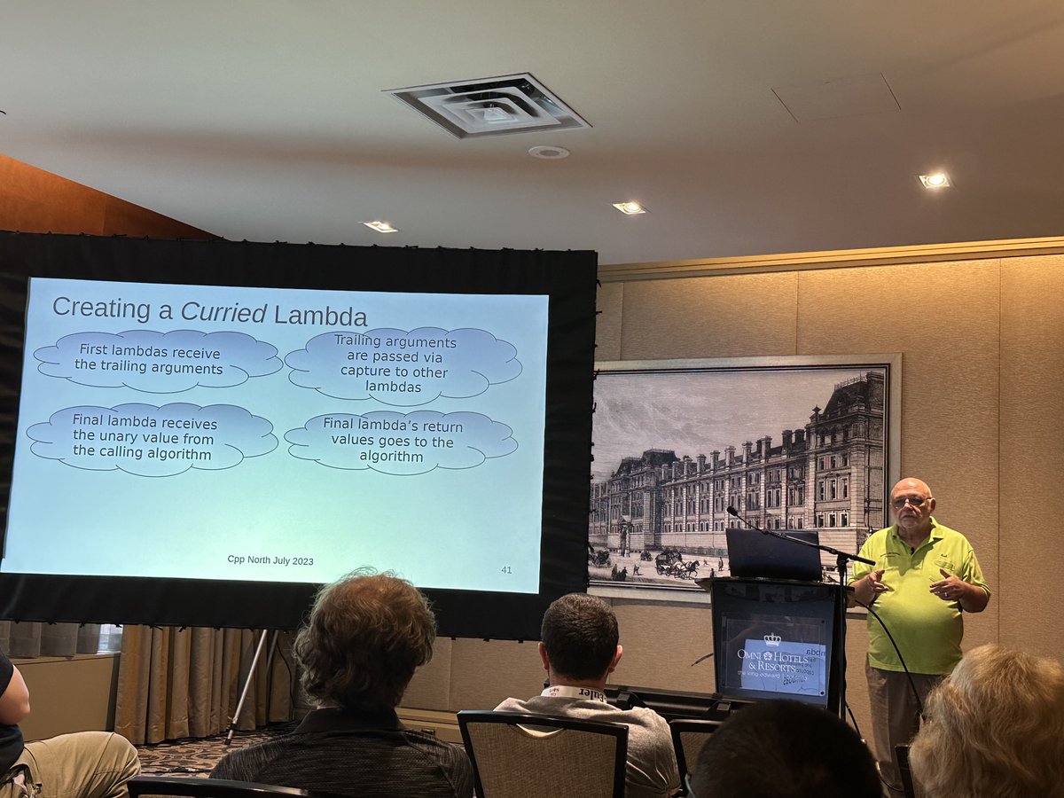 ciura_victor's tweet image. A gentle introduction to Ranges, Views, Pipelines, and Currying with C++20.
Rud Merriam takes us on his journey of learning and discovery @CppNorth.
#CppNorth 🍁