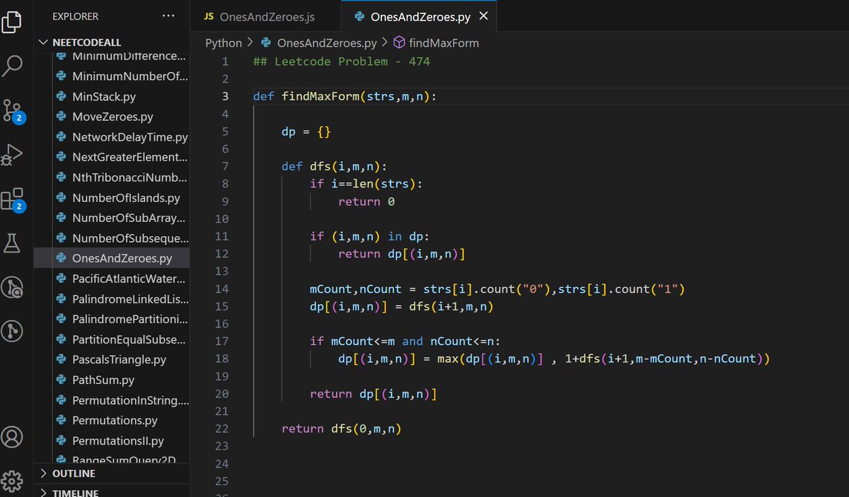 nithinchandranp's tweet photo. Daily Update Tweet: 
Day 192 of #100daysofcode @LearnWeb3DAO
1. Solved the problem Ones and Zeroes(No. 474) Leetcode
https://t.co/VjNGkogaK4 https://t.co/iSUKLI5CSV