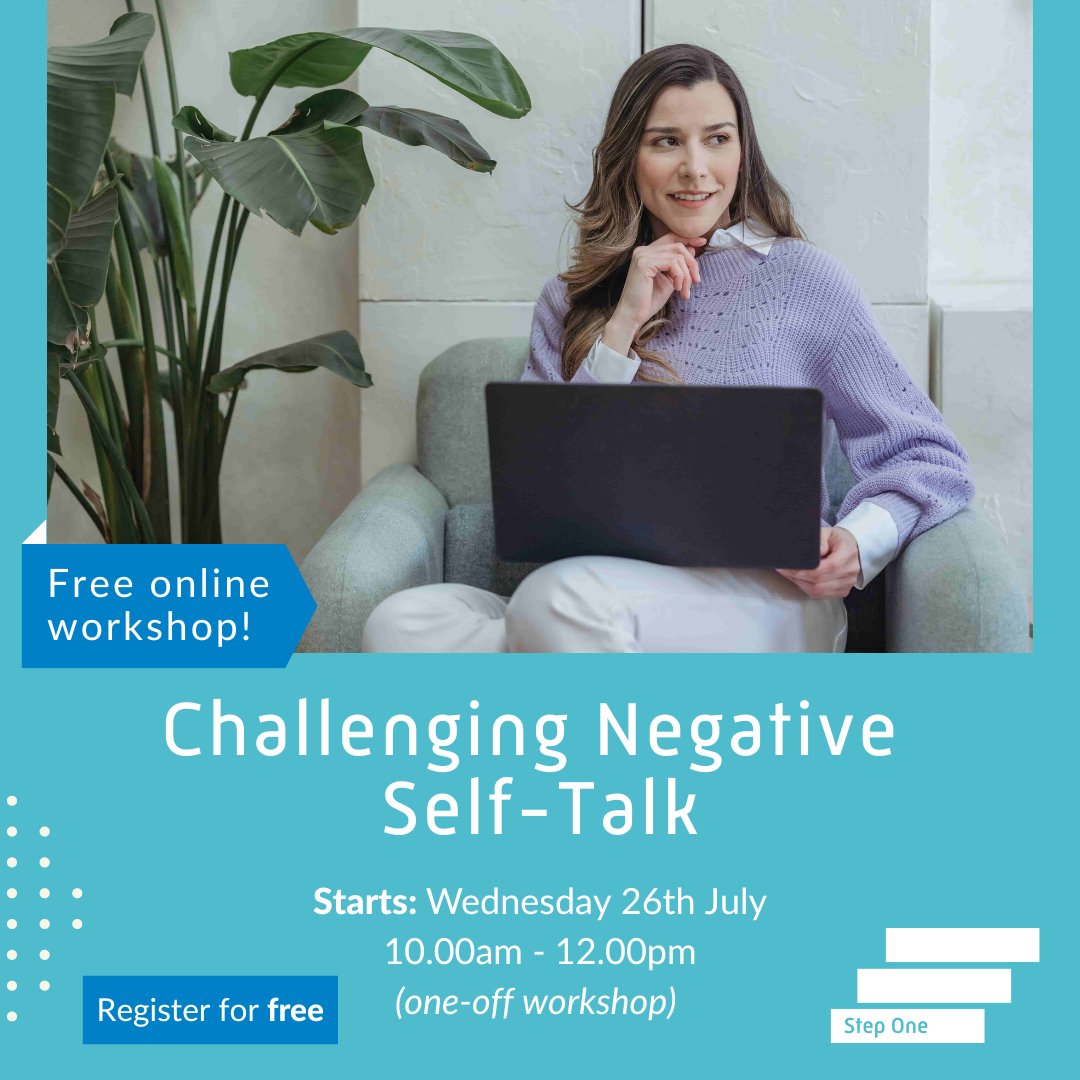 steponecharity's tweet image. Do you know anyone who could benefit from our Challenging Negative Self-Talk workshop taking place next week? This workshop will help you to challenge that inner voice of doubt and consider alternative possibilities to make that voice more positive 👉 bit.ly/3Acr8CX