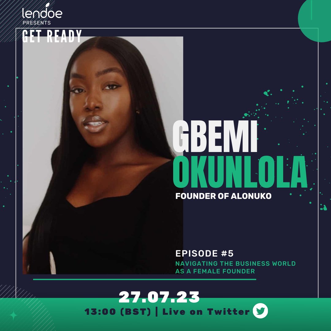 weareLendoe's tweet photo. We are excited to announce our first special guest @GbemiOkunlola , the south London entrepreneur who built a multi-million pound Fashion brand @Alonuko_bespoke .

Grab your tickets in our bio for the 27th July!
#business #femalefounder #womeninbusiness #fashion #businesstips. https://t.co/yWOKG7xWKG