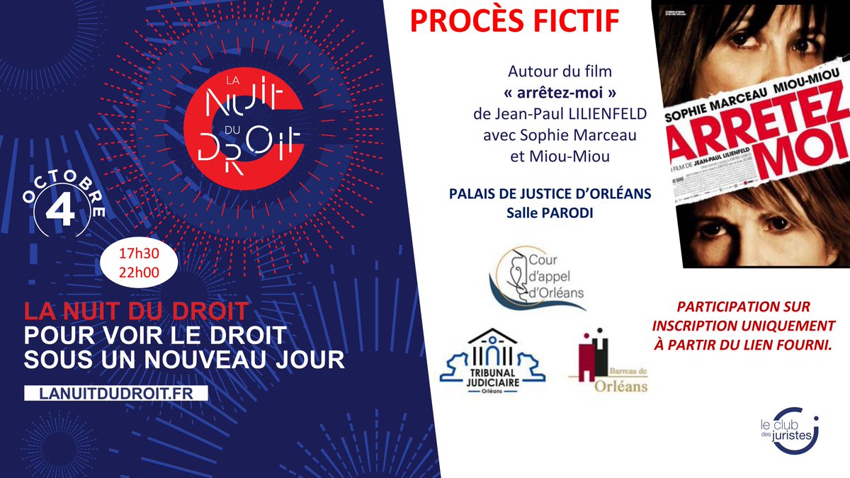 PG_orleans's tweet photo. 🚨📢#ndd Les inscriptions pour le procès fictif organisé dans le cadre de la nuit du droit sont ouvertes ! 
➡️Nous vous attendons nombreux 
ℹ️Toutes les infos ici https://t.co/0VHkZtVHtN 👈 

Participation sur inscription uniquement Le nombre de places est limité ! https://t.co/fsySrCUhds