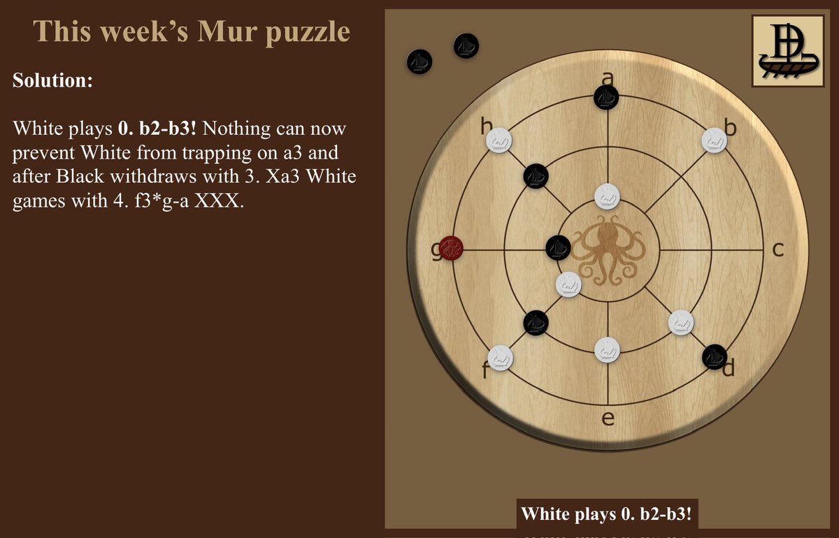 DAVIES_GAMES's tweet photo. Indulge in a cozy cup of coffee and embark on a captivating journey with this week’s Mur puzzle!
.
. 
#StrategyGame #TabletopGames #Boardgamer #PuzzleLover #bgg #2PlayerGame #AbstractBoardgame #AbstractGame #BoardgameLife #AbstractPuzzle #AbstractStrategy #DaviesGames https://t.co/rnWnsfjjgu