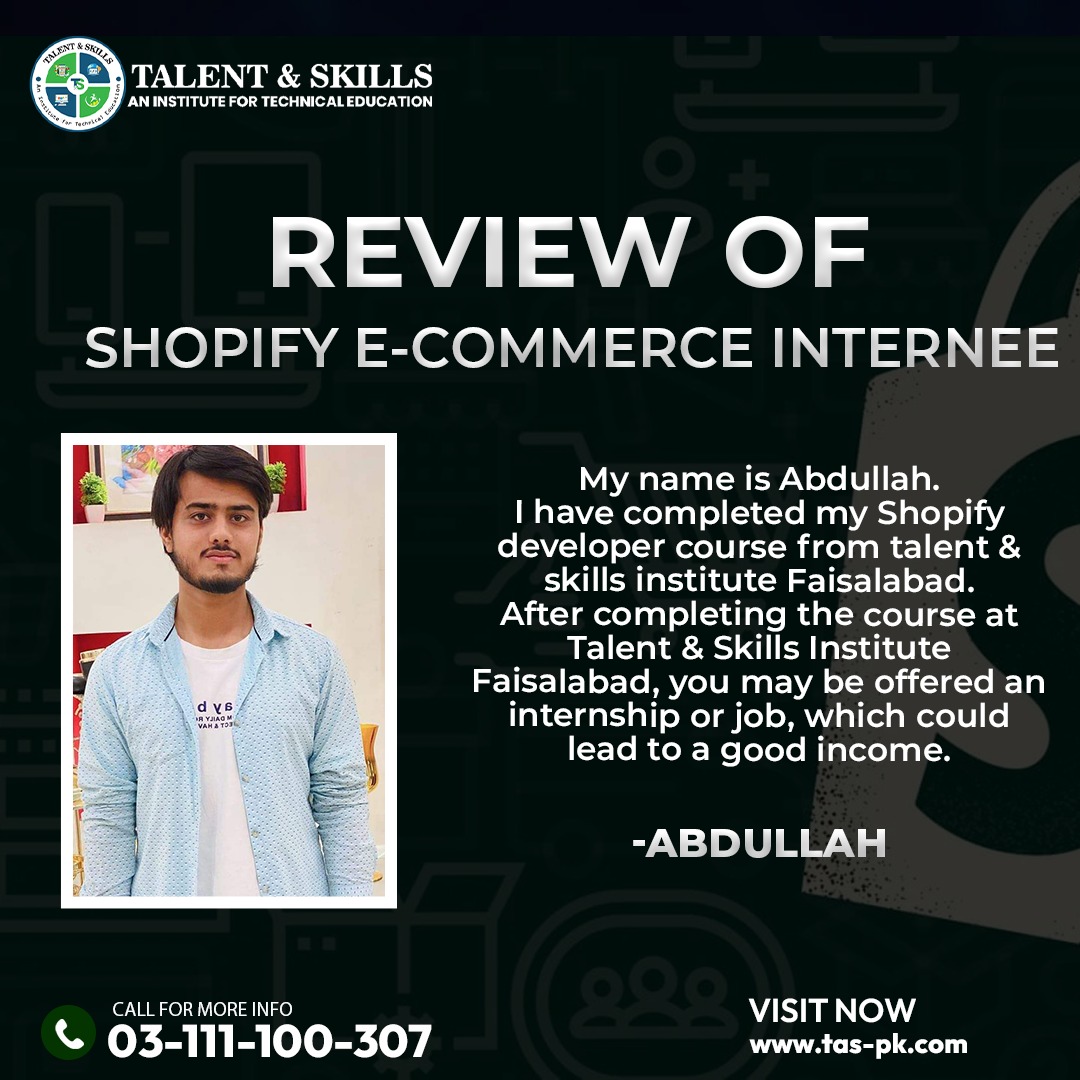 Talentandskill1's tweet photo. REVIEW OF SHOPIFY E-COMMERCE INTERNEE
📷 Reserve Your Seat Now 📷
📷New Batch is Starting 📷
📷Register Now📷
https://t.co/0xlSTBBurK...
📷 Call us at 📷+92 311 1100307
📷 What's app 📷 +92 311 1100307 https://t.co/JAo6eGP1EE