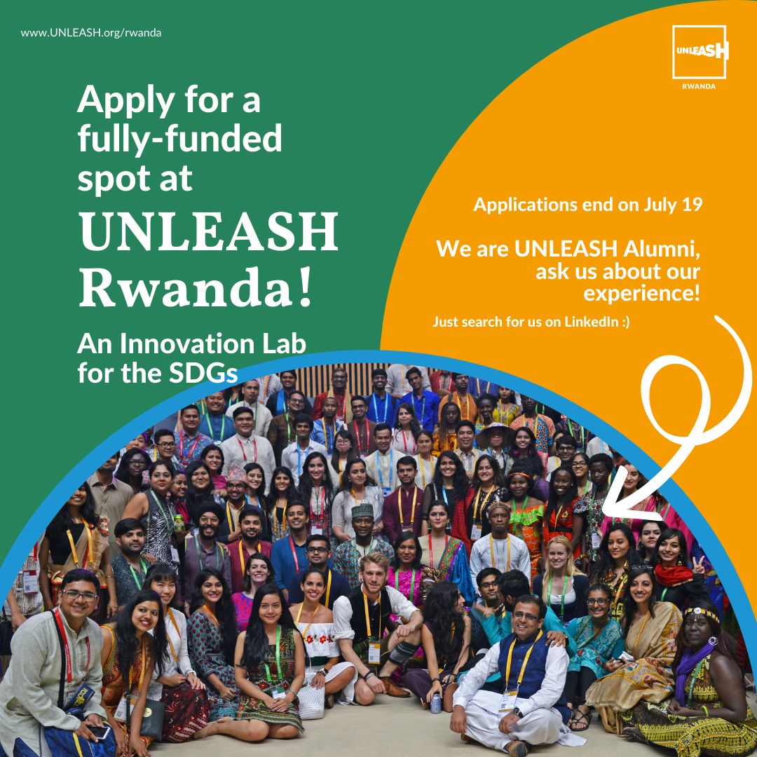 📢 Last day to apply
🌍 𝗖𝗮𝗹𝗹𝗶𝗻𝗴 𝗮𝗹𝗹 𝗰𝗵𝗮𝗻𝗴𝗲𝗺𝗮𝗸𝗲𝗿𝘀
➡️ <a href="/UNLEASHlab/">UNLEASH</a> is hosting an #SDG #Innovation Lab in #Rwanda in December: ww.unleash.org/rwanda

Focussed Application push: #Burundi #Congo #Tanzania #Eritrea 
#UNLEASH2023 #Sustainability #Agenda2030 #SDG17