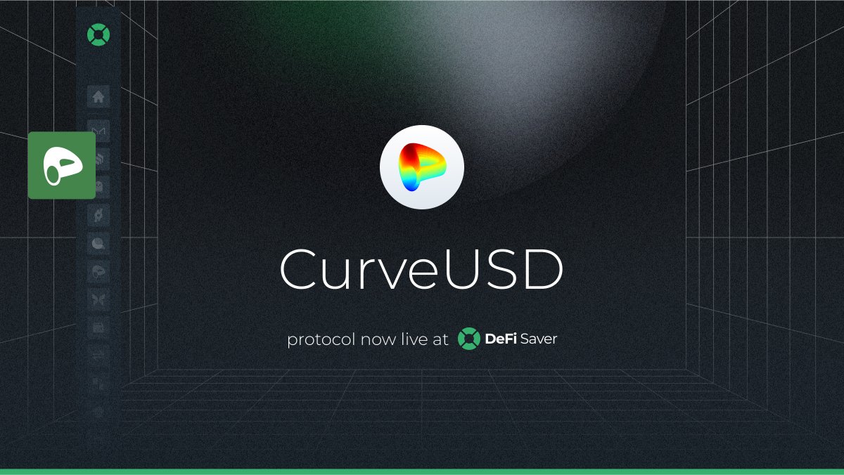 DeFiSaver's tweet photo. We are thrilled to announce that CurveUSD is now LIVE on DeFi Saver!🥳

Powered by @CurveFinance's new lending-liquidating AMM algorithm (LLAMMA), the protocol allows users to mint $crvUSD while enjoying lower liquidation fees.

Check it out today at: https://t.co/YvvnL9sLvn https://t.co/IILd3ngO3G