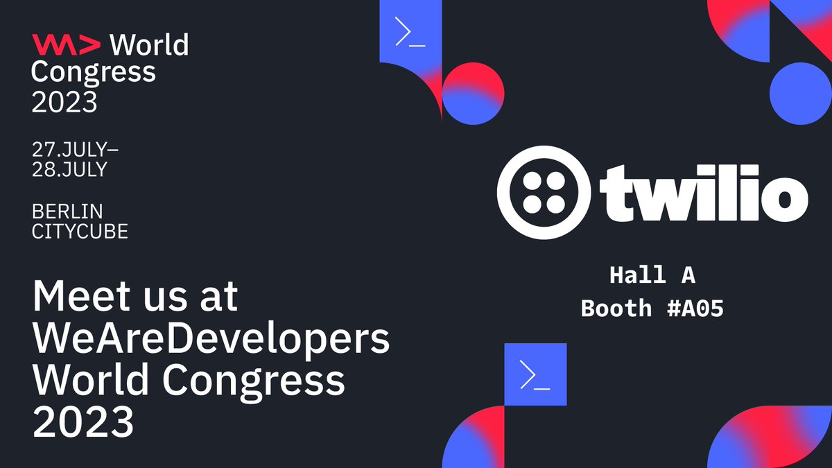 IObert_'s tweet photo. Twilio will be at @WeAreDevs in Berlin! Stop by our booth to learn more about our comms products, have a chat with DevRel, and grab a (free) smoothie! We'll see you in hall A, #A05. https://t.co/6JWPT2FCIS