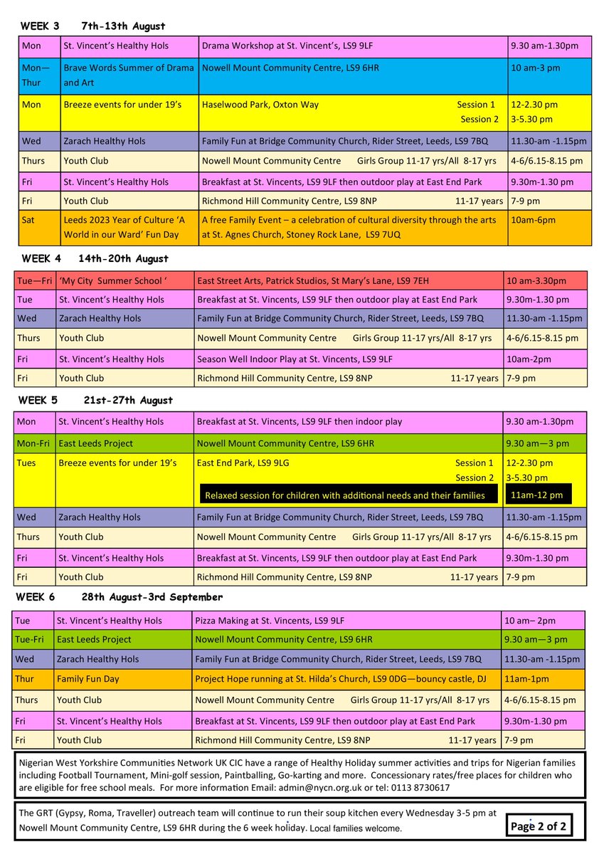 Lots of amazing summer activities for children and young people happening over the summer holidays in #Burmantofts and #RichmondHill ward 🙌