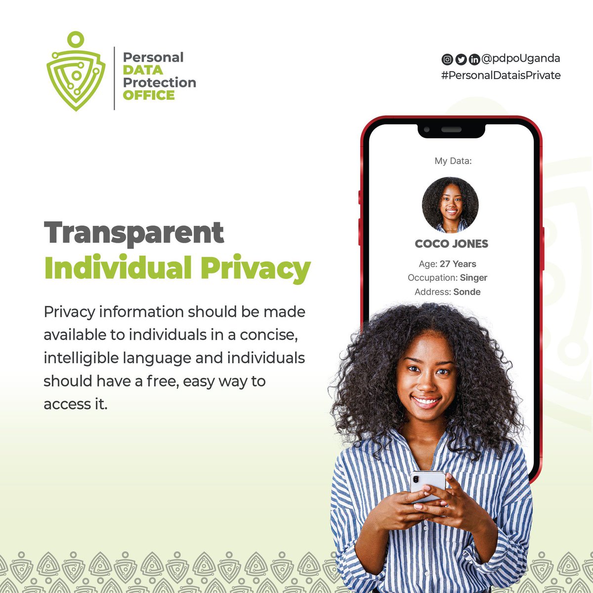 silentuser2026's tweet image. Privacy information should be made available to individuals in a concise, intelligible language and individuals should have a free, easy way to access it.
@pdpoUG 

#DigitizeUG
#PersonalDataIsPrivate