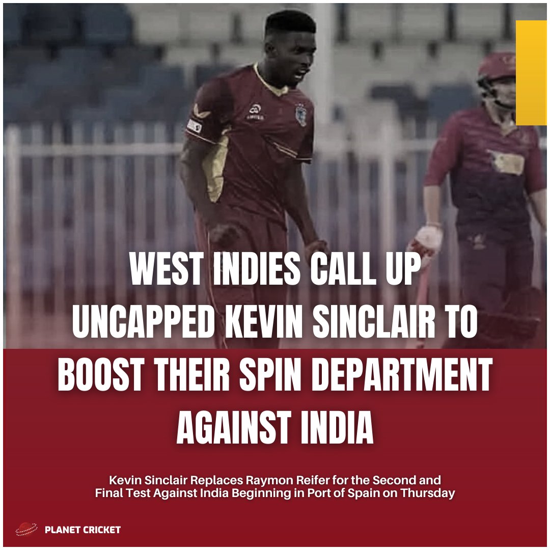 Tplanetcricket's tweet photo. India's Spin Duo of #Ashwin and #jadeja Claimed 17 of the 20 #Wickets Between Them in the Last Game. #Windies Left-Arm Spinner #JomelWarrican Sent Down 45 Overs #Alone While Off-Spinner #RahkeemCornwall Bowled 16 to Claim #One Wicket Apiece.

#INDvsWI #TestCricket #KevinSinclair https://t.co/IxxfnUcueI