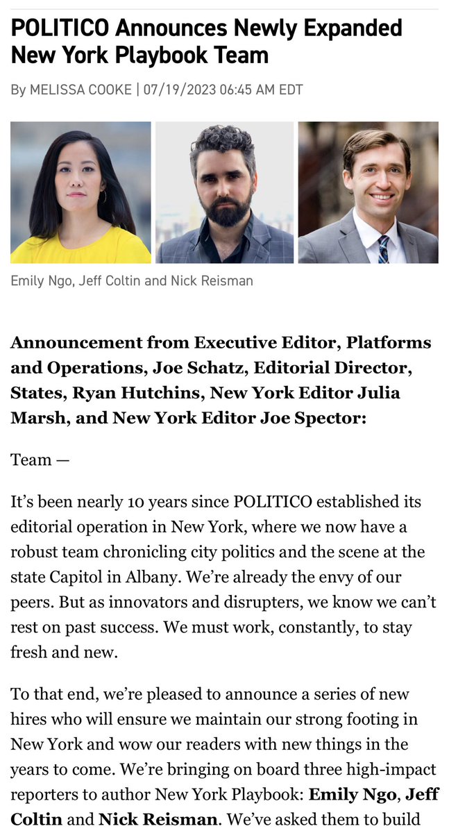 emilyngo's tweet image. !! @JCColtin @NickReisman and I coming at you soon with everything you’ll want and need to know about New York politics. Sign up here to get Playbook (and check out @joeanuta @Hajahbah1’s look today at the Rikers power struggle): politico.com/newsletters/ne…
