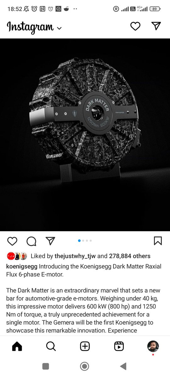 CiroDeSiena's tweet photo. I'm struggling to get my head around this. Koenigsegg's new electric motor produces 600kW and weighs 40kg.

For context, a washing machine weighs around 70kg and produces 1.3kW.

This is voodoo. https://t.co/yrMt5YcRj1