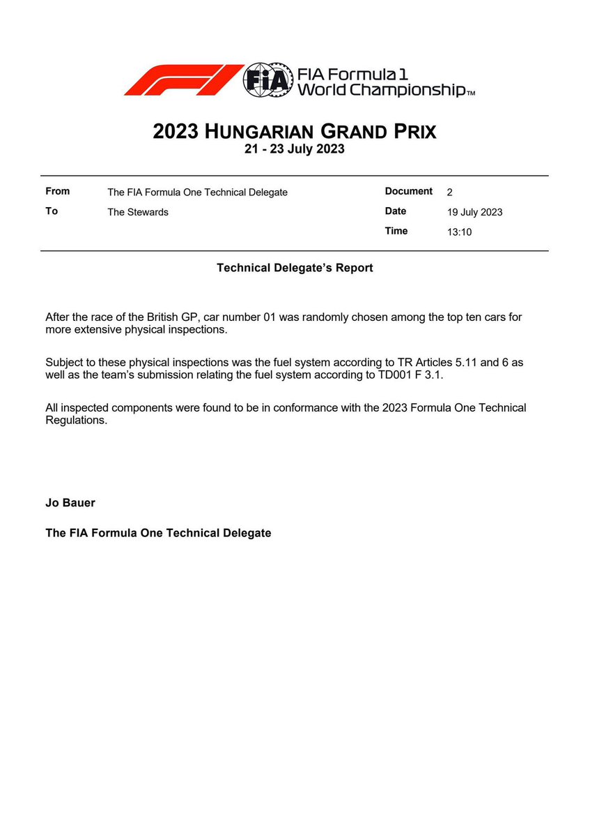 F1tutkumuz's tweet photo. 🚨Britanya GP'nin ardından rastgele seçilen Max Verstappen’in aracı denetlendi. Hollandalı pilotun aracındaki tüm bileşenler teknik düzenlemeye uygun bulundu. https://t.co/ZUHRV1MEfK